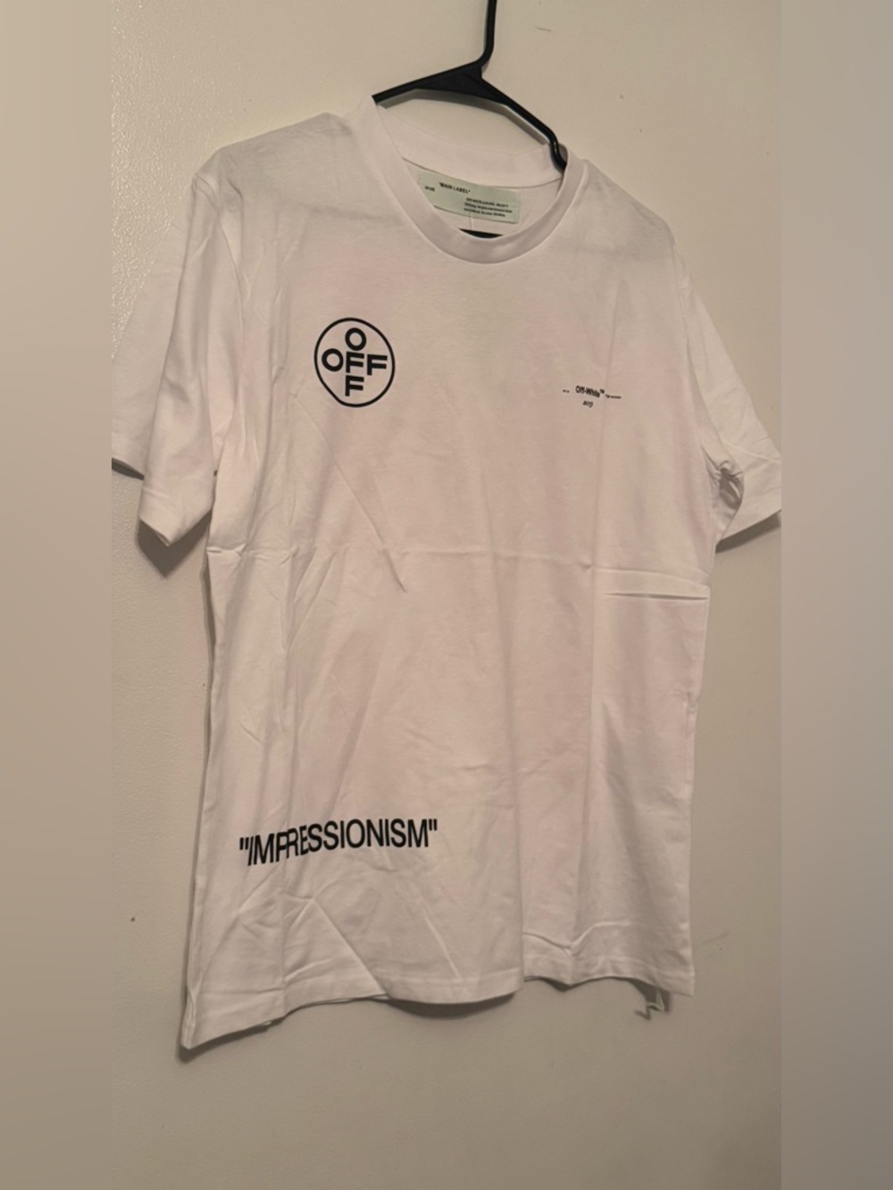 Off-White White Tee with Black 'Impressionism' Graphic
